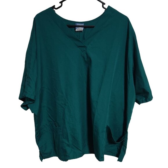 Cherokee Workwear Scrub Top Womens Size 4XL Green Short Sleeve Medical Uniform - Picture 1 of 4